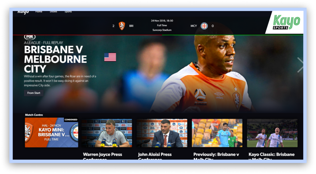  Kayo Sports Homepage